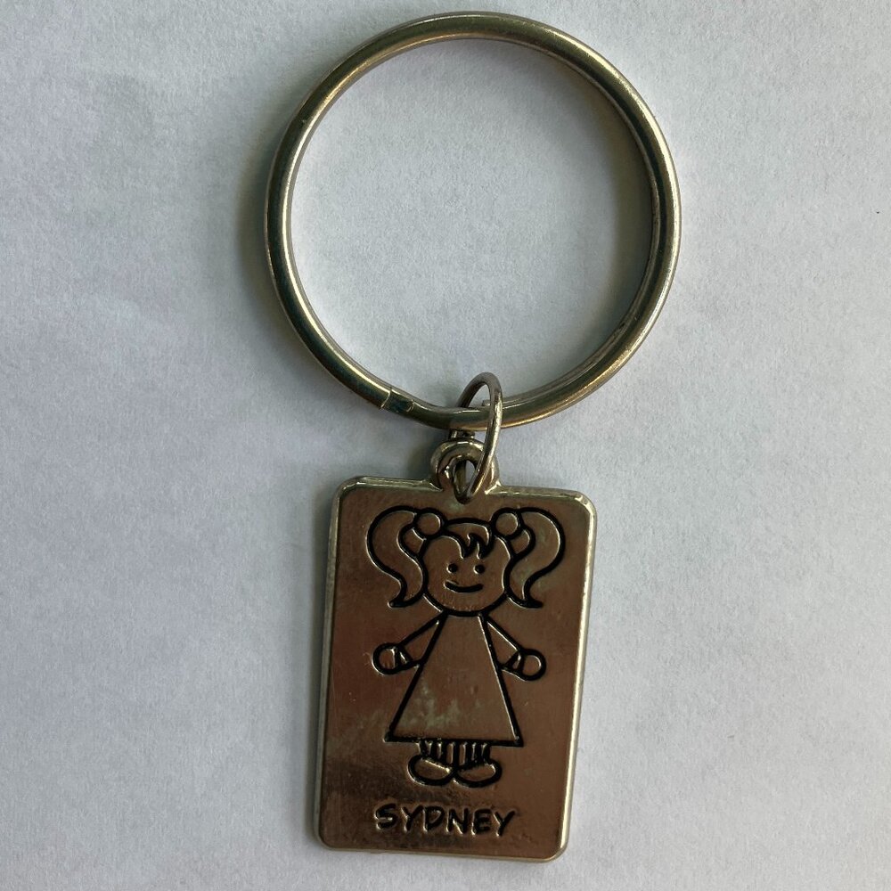 SYDNEY Charm Silver Tone 1.5" Pendant  Keychain Jewelry Line Drawing - Picture 9 of 9